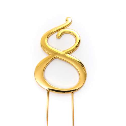 Gold Metal Number 8 Cake Topper - Click Image to Close